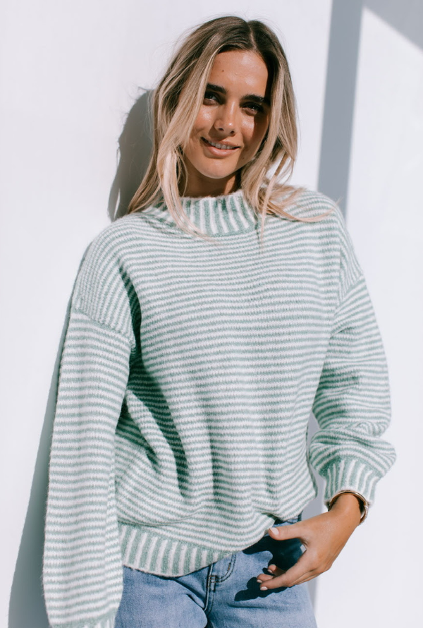 Bryce Knit - Sage/Winter White